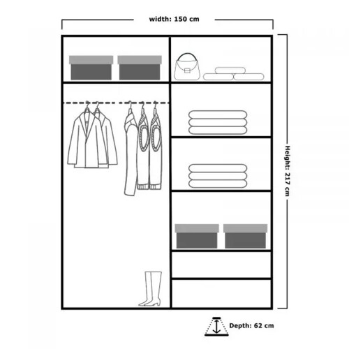 (White) Sliding Full Mirror Wardrobe Available Size 150cm 2