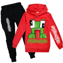 (Red, 11-12 Years) Unspeakable Casual Tracksuit Set Kids Unisex Hoodie Hooded Sweatshirt Tops Jogging Pants Trousers Sports Outfits