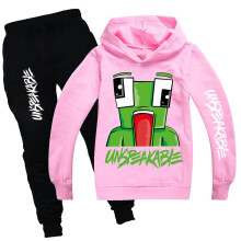 (Pink, 13-14 Years) Unspeakable Casual Tracksuit Set Kids Unisex Hoodie Hooded Sweatshirt Tops Jogging Pants Trousers Sports Outfits