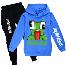 (Dark Blue, 7-8 Years) Unspeakable Casual Tracksuit Set Kids Unisex Hoodie Hooded Sweatshirt Tops Jogging Pants Trousers Sports Outfits