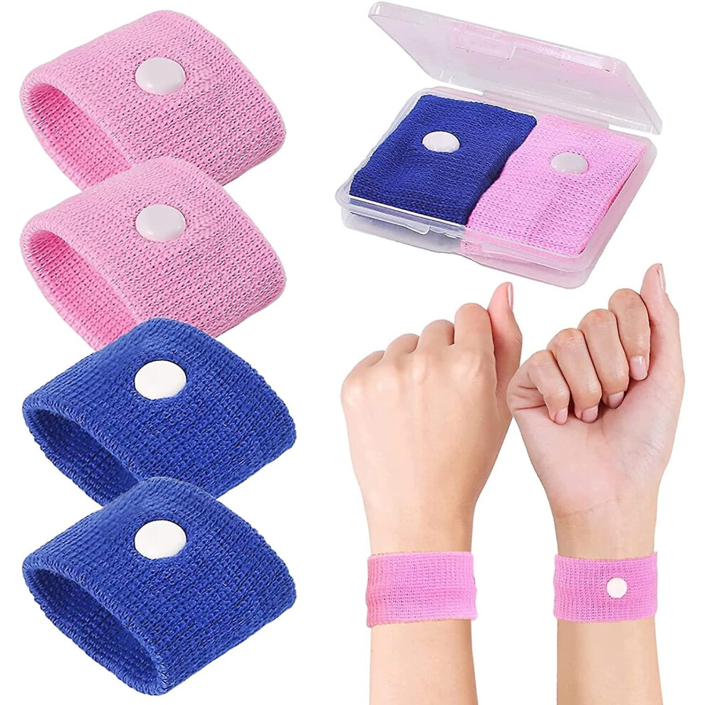 2 Pairs Travel Sickness Bands For Kids,anti Nausea Wristbands, Car Sickness Bandspink blue
