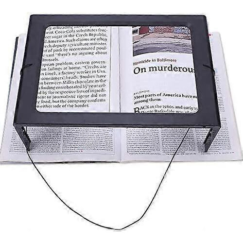 Large A4 Reading Magnifier with 4 Led Light,3x Full Page Magnifying Glass Foldable Desktop Stand Magnifier Hands-free Rectangular Loupe Reading Aid