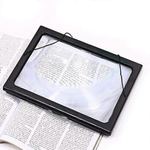 Large A4 Reading Magnifier with 4 Led Light,3x Full Page Magnifying Glass Foldable Desktop Stand Magnifier Hands-free Rectangular Loupe Reading Aid 2