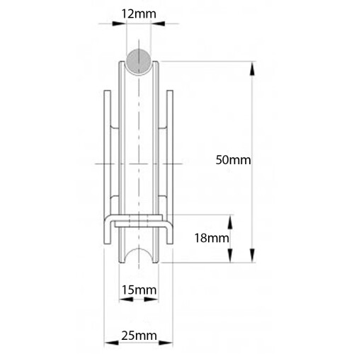50mm Round groove wheel in support bracket 1