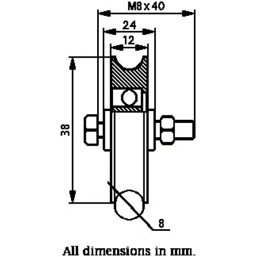 40 mm Rundrillenrad mit 1 Kugellager 2