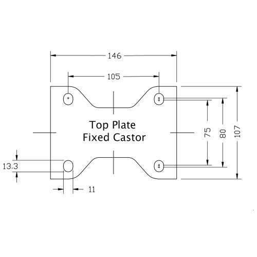 Parnells 152 mm 6" en caoutchouc noir fixe et solide capacité de 660 kg, ensemble de 2 1