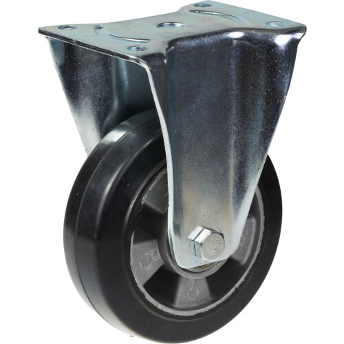 Parnells 152mm 6" roulette caoutchouc noir fixe forte capacité 660kg, jeu de 2 1
