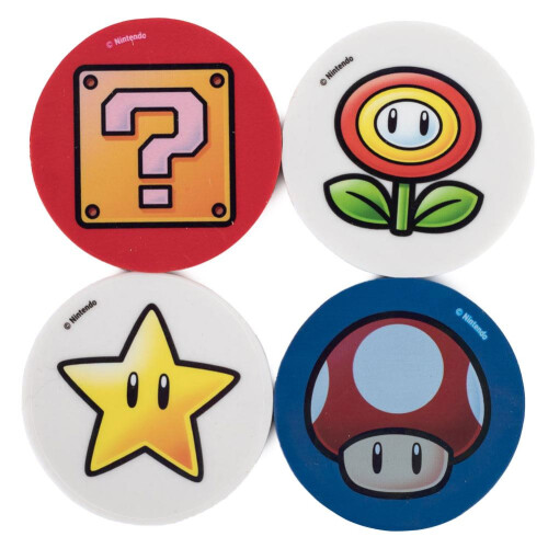 Super Mario Super Mario 4pk Eraser Set 1