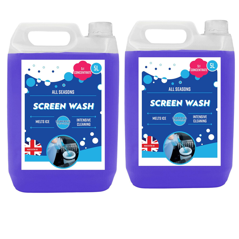 2 X 5L 5:1 Concentrated Effective Vehicle Screen Wash Blue 5056061804540