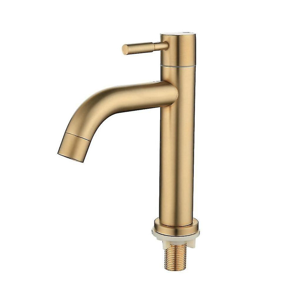 Brush Gold Single Cold Basin Faucet 304 Material Basin Mixer Bathroom Sink Faucet Water Wash Mixer 8994439795342