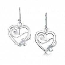 Glenna Scottish Sweetheart Love Heart Sterling Silver Medium Drop Earrings