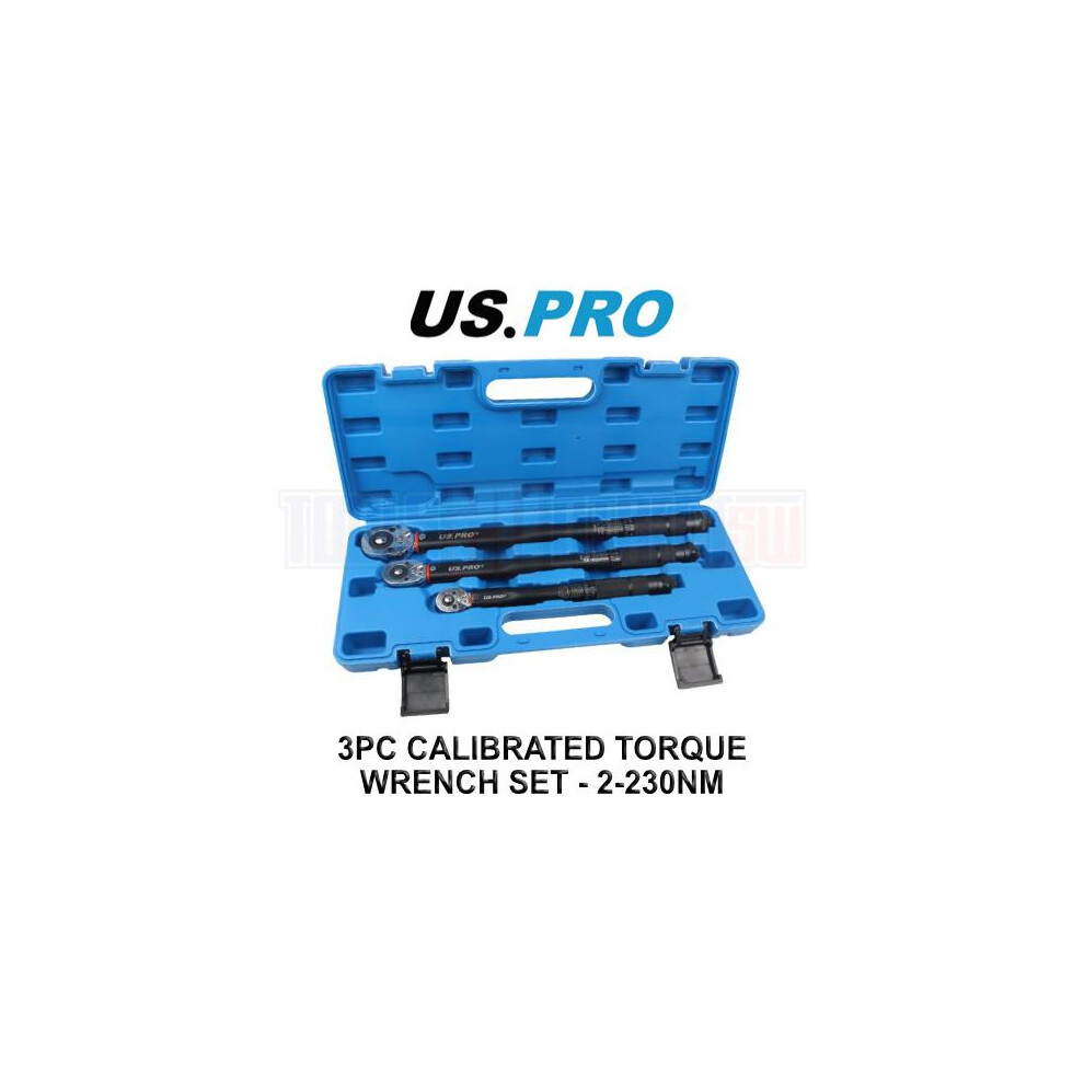 Us Pro Tools 3Pc Calibrated Torque Wrench Set - 2-230Nm /1.5-169.5Ft-Lb 6936