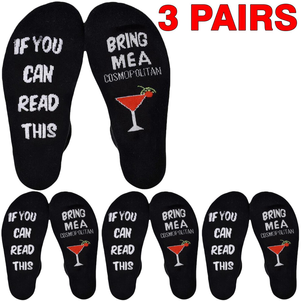 True Face ( - 3 Pairs) 3/6 Pairs Unisex Funky Themed Novelty Socks Gift Black