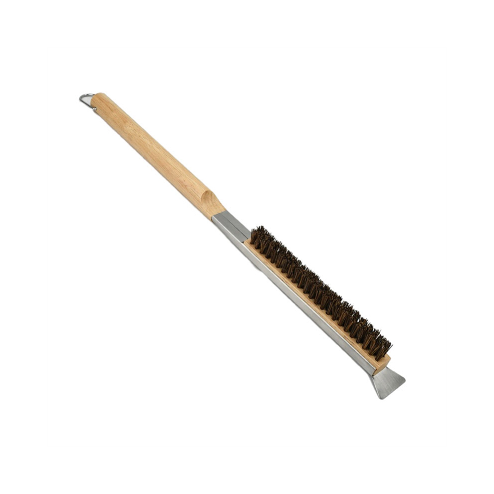 Brosse pour four à pizza, barbecue, manche en bois, grattoir, nettoyage ménager