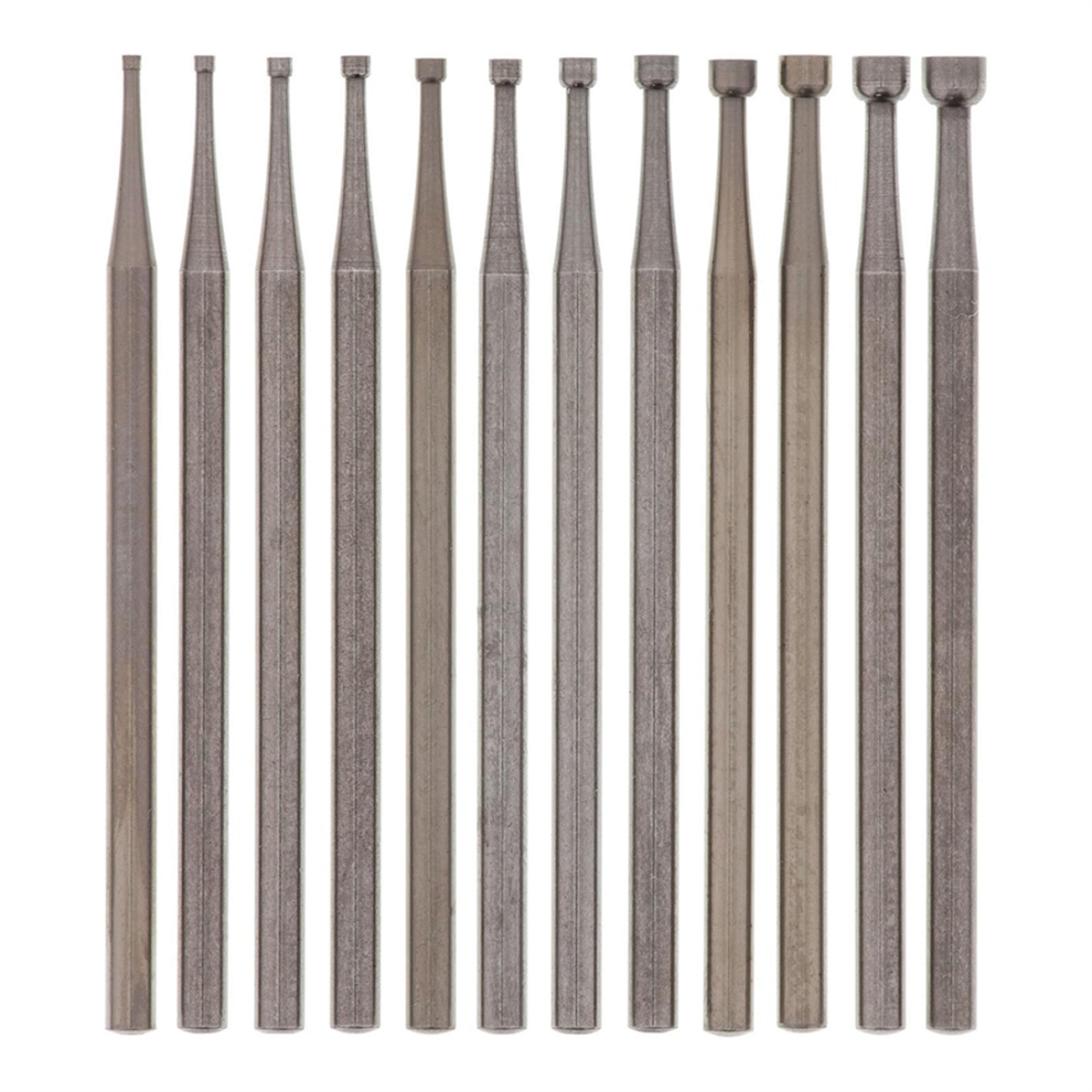 12 Pcs Round Cup Burr Set,3/32Inch Shank Wire Rounder Bits(0.8-3.0mm)