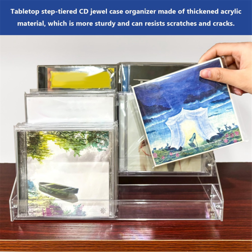 3 Tier Clear Acrylic Θήκη CD Cascading rack αποθήκευσης CD 2