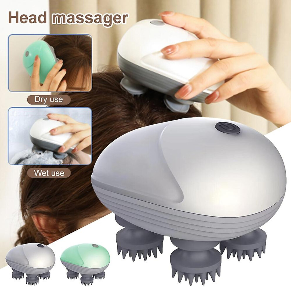 (Green) Electric Head Massager Cat Massager Healthcare Relax Body Shoulder Neck Deep Tissue Head Scalp Massage Kneading Vibrating Device