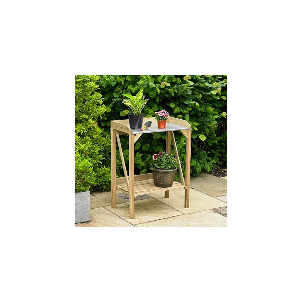 Unibos - Wooden Potting Planting Table Practical Working Decorative Bench Station Flower Garden Greenhouse