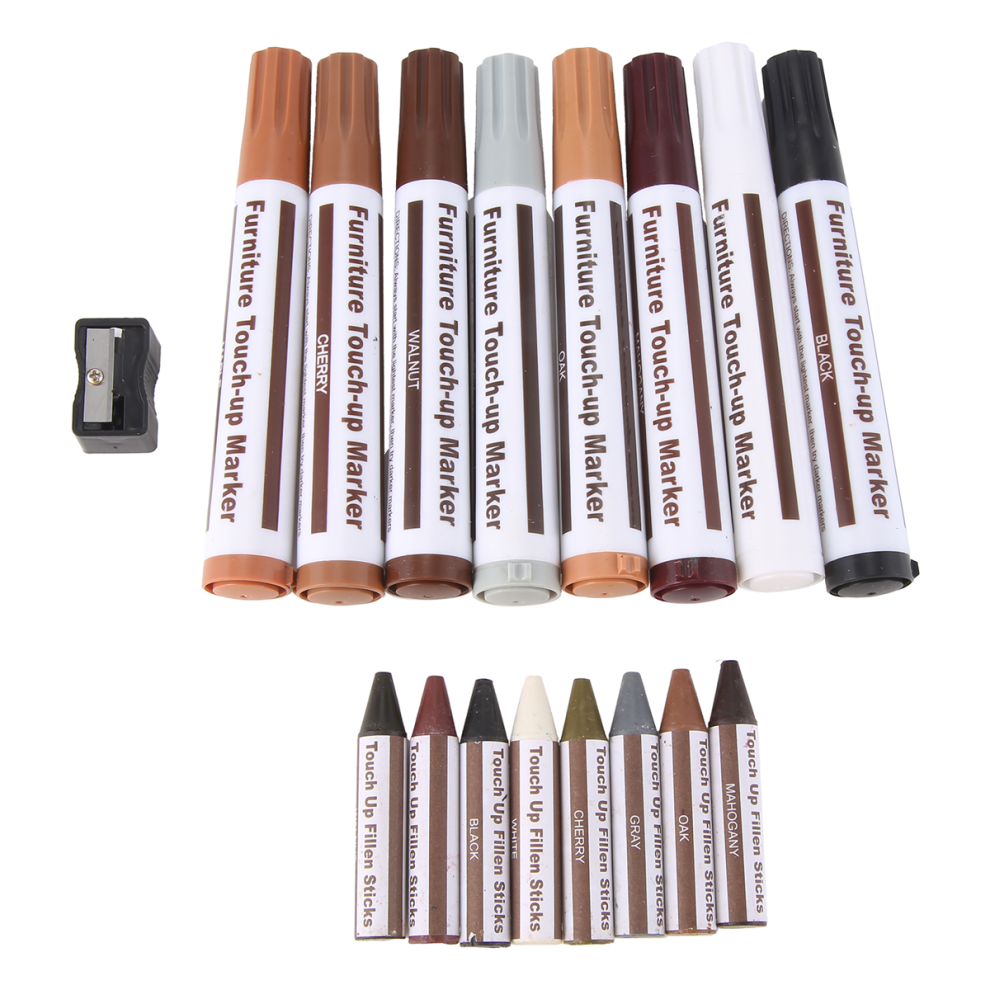 Furniture Repair Kit Wood Markers - Set of 17- Markers and Wax Sticks