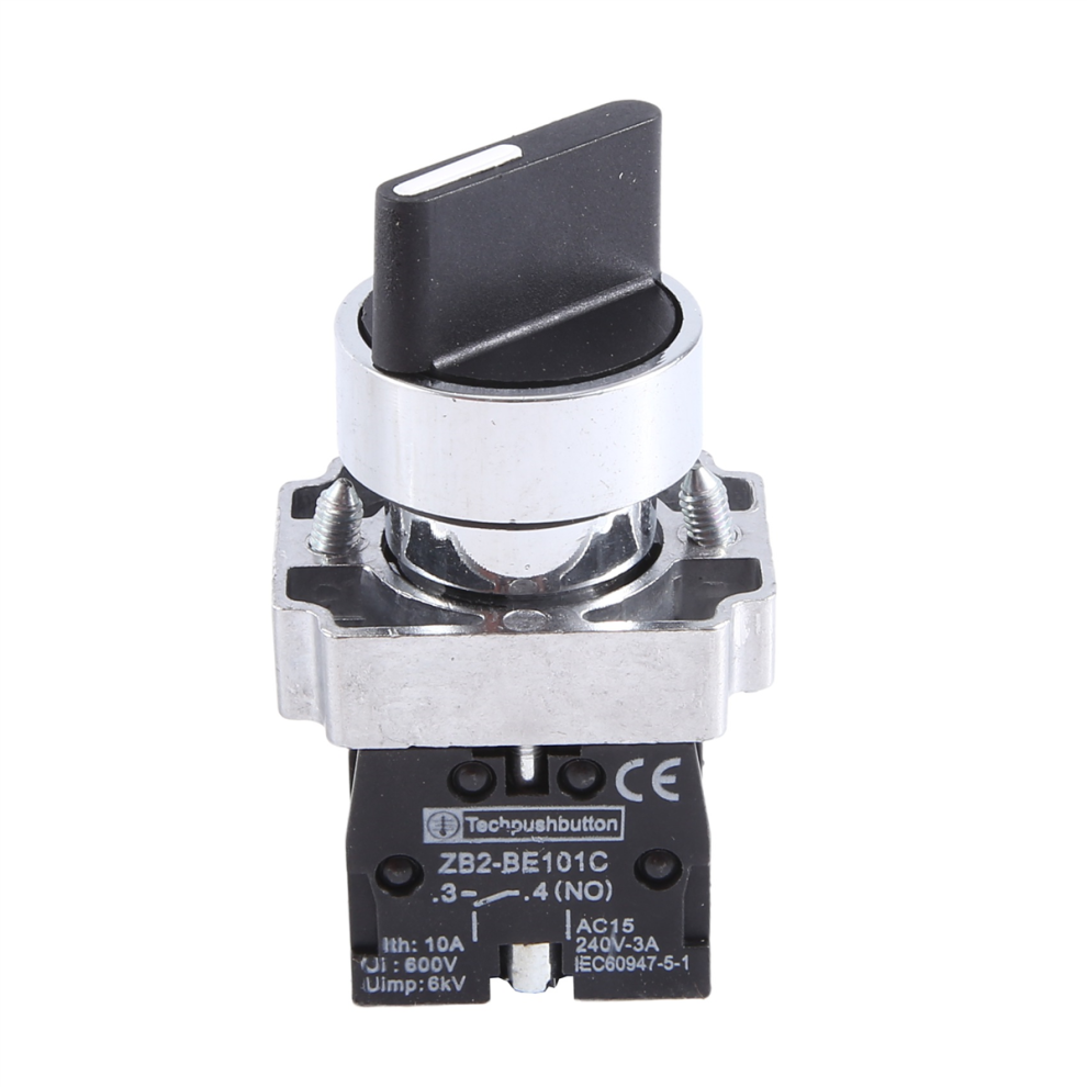 22Mm Latching 2 No 3-Position Rotary Select Switch Zb2-Be101c Black 4853718747486
