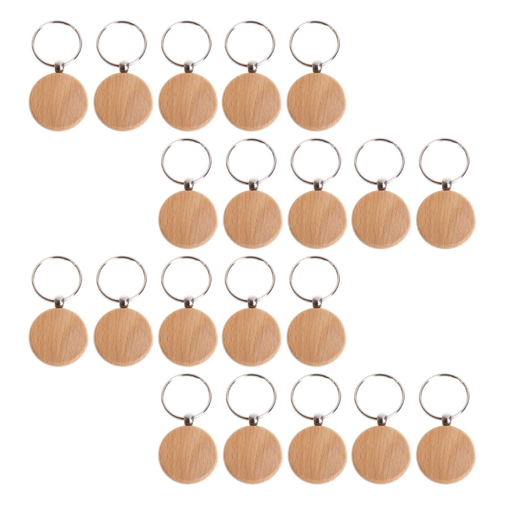Lot de 20 porte-clés en bois vierges à faire soi-même, porte-clés en bois, étiquettes de clés, cadeaux à faire soi-même