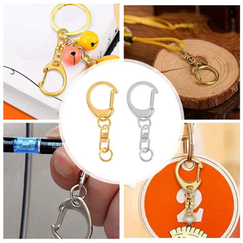 100 PC D Hook Keychain Hardware with Jump Rings, with Chain for Craft 2