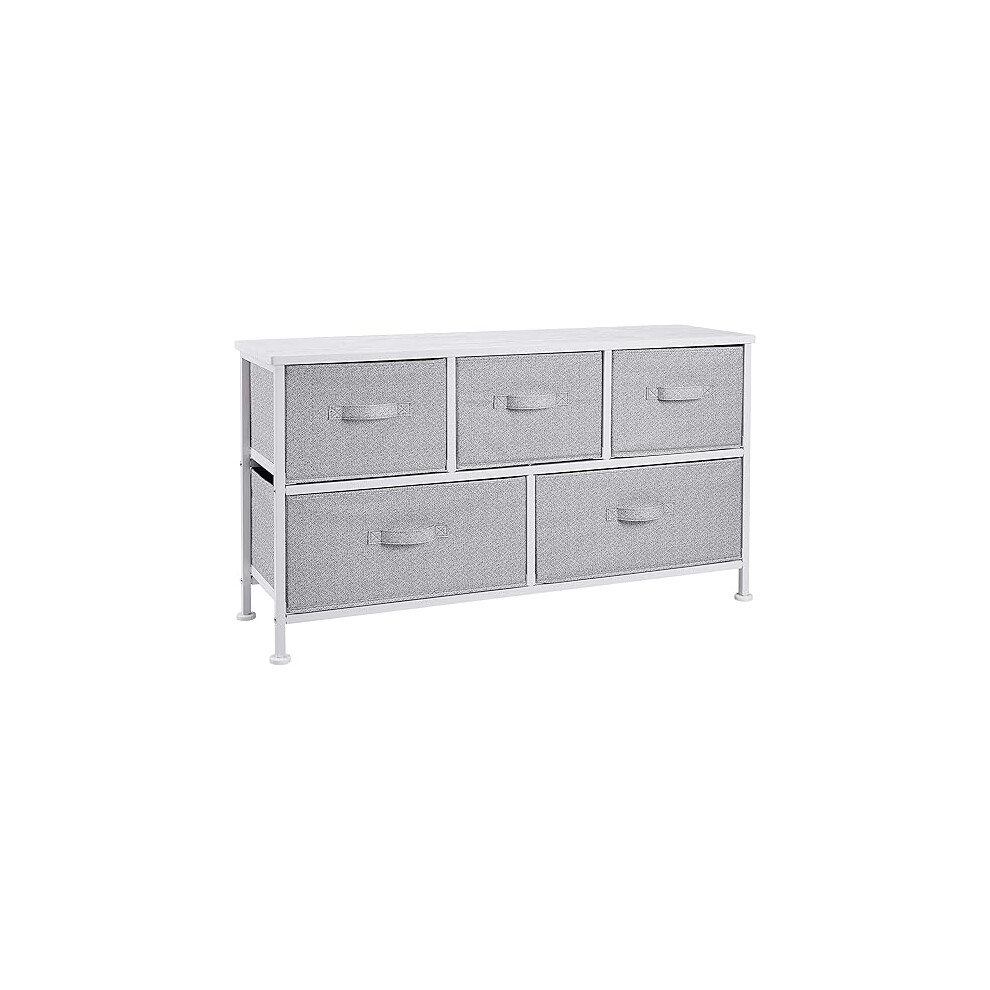 Basics Extra Wide Fabric 5-Drawer Storage Organizer Unit for Closet, White
