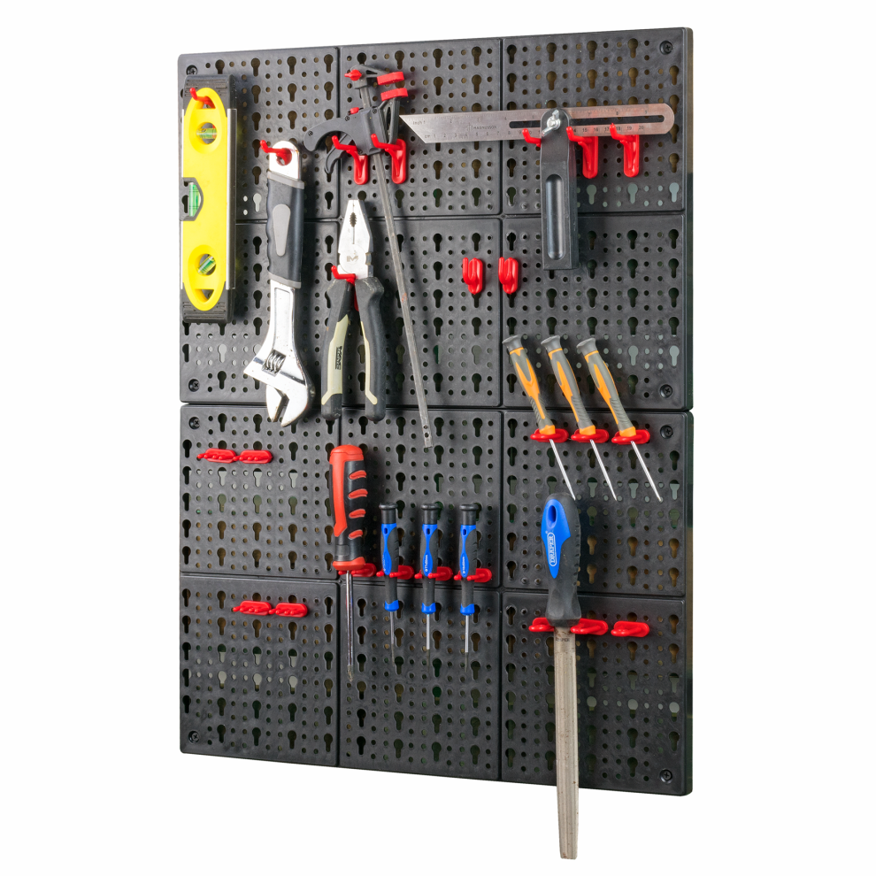KCT 2 Pcs Wall Mount Tool Pegboard Storage Organiser Shelves Hangers Hook Panels