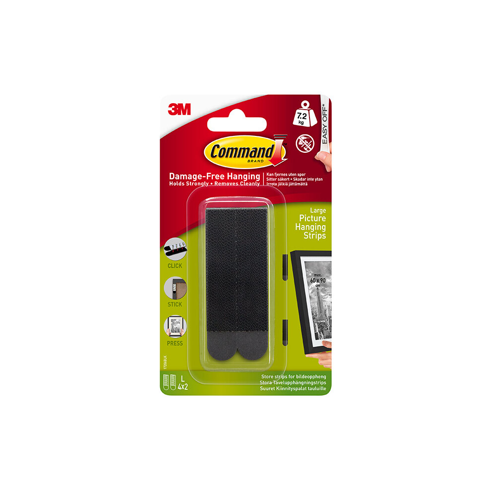 17206BLK Command Large Picture Strips Black, 17206BLK