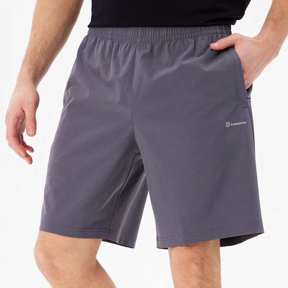 (grey, L) Baasploa Men Sport Shorts Quick-drying Men Sweatpants Soft Breathable Comfortable Fitness Casual Training Elastic Fabric Male Running Shorts For Men