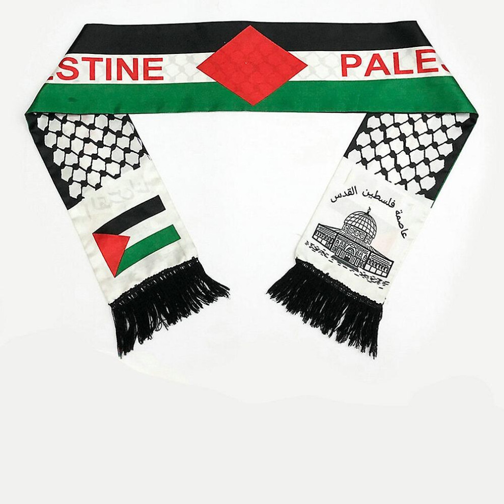 (black white, 14X130CM 20PCS) Palestine Flag Scarf - 14x130cm Satin Printing, Palestinian National Day Scarves, Palestine Shawl - Hot Sell Wholesale-image-OPC-PFWXK6N-NEW