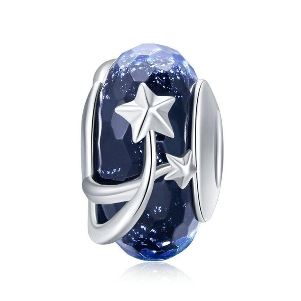 (SCC861) Bamoer 4 Styles Genuine 925 Sterling Silver Star Flower European Murano Glass Beads Fit Bracelets