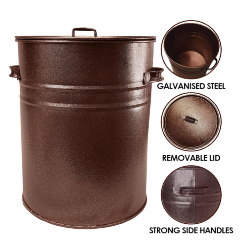 30L Bronze Fireplace Metal Ash Bin 1