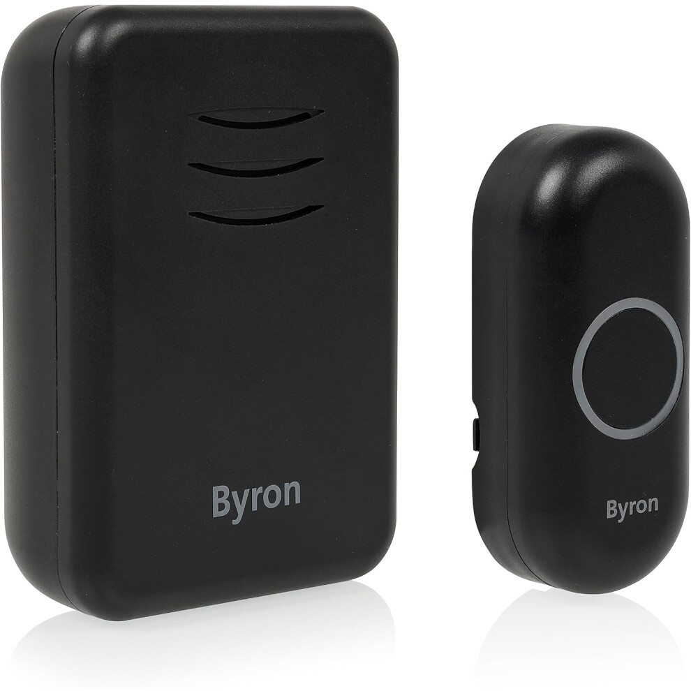 (Byron Wireless Plug in Doorbell Set â 150 m Range â 16 Melodies â Black â DBY-22352BS) Byron Wireless Portable Doorbell Set  150 m Range