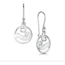Glenna Lovely Scottish Coast Wave Small Sterling Silver Dangle Drop Earrings