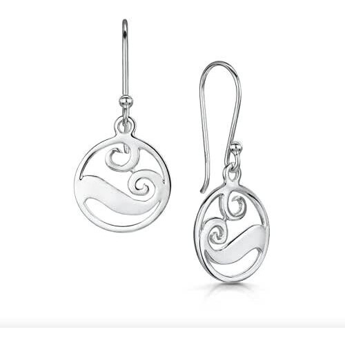 Glenna Lovely Scottish Coast Wave Small Sterling Silver Dangle Drop Earrings