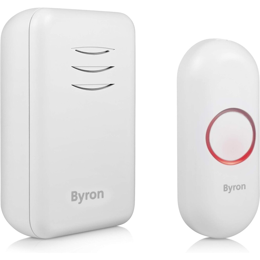 (Byron DBY-22311 Wireless Portable Doorbell Set, 150 M Range, 16 Melodies , White) Byron Wireless Doorbell Set, 2 X Plug-Through Chime