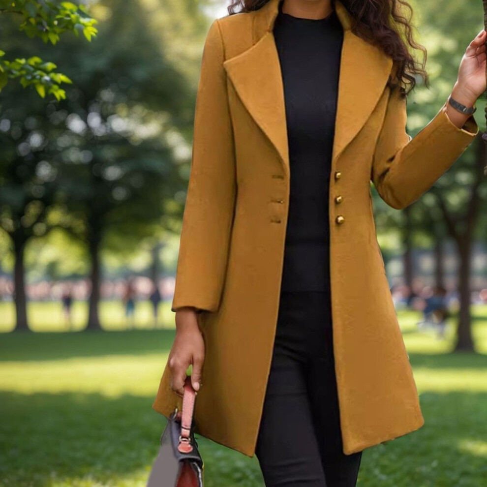 Manteau classique femme en laine design slim fit adaptÃ Ã toutes les occasions-Noir-XXXL