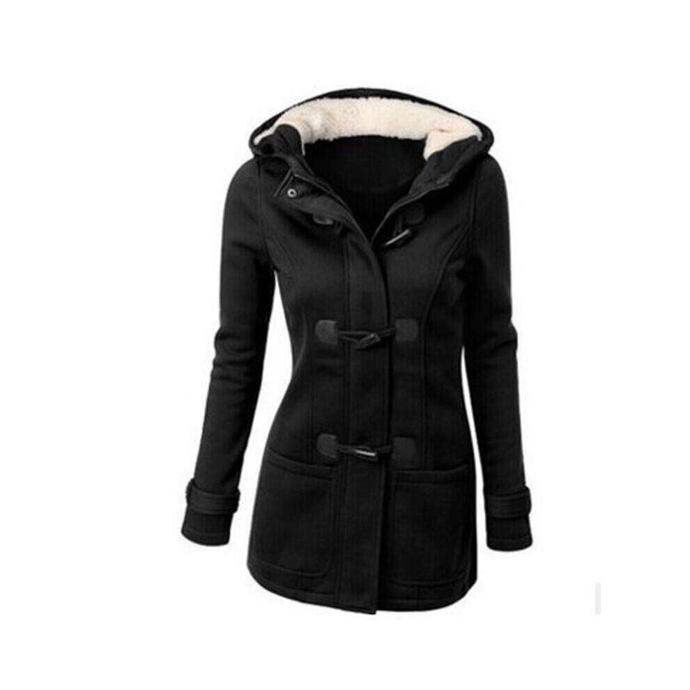 Femme Veste Ã‰pais Polaire ExtÃrieur Chaud Hiver Manteau Capuche Parka Manteau-Noir-5XL