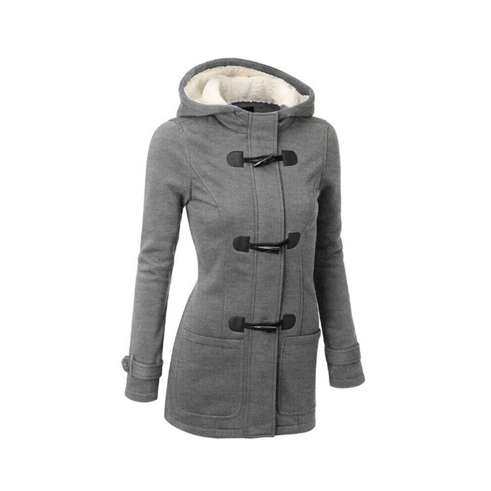 Femme Veste Ã‰pais Polaire ExtÃrieur Chaud Hiver Manteau Capuche Parka Manteau-Gris Clair-5XL
