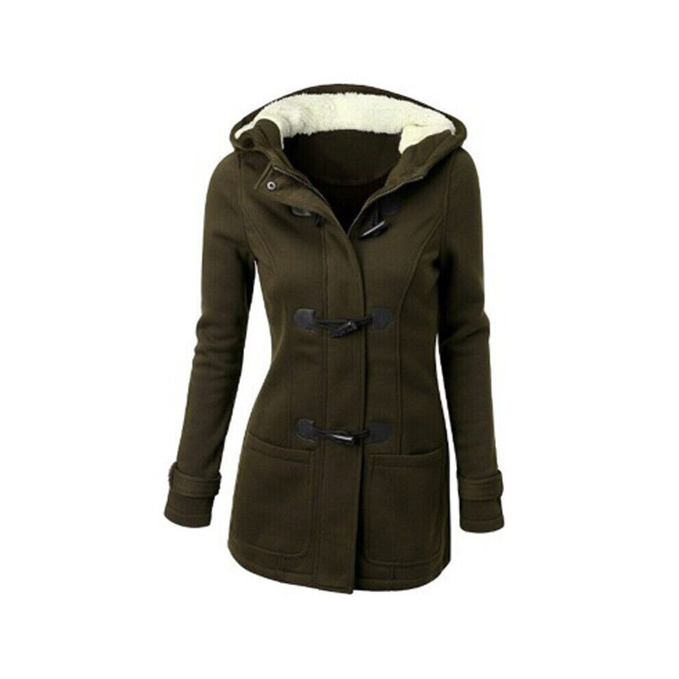 Femme Veste Ã‰pais Polaire ExtÃrieur Chaud Hiver Manteau Capuche Parka Manteau-Vert Kaki-L