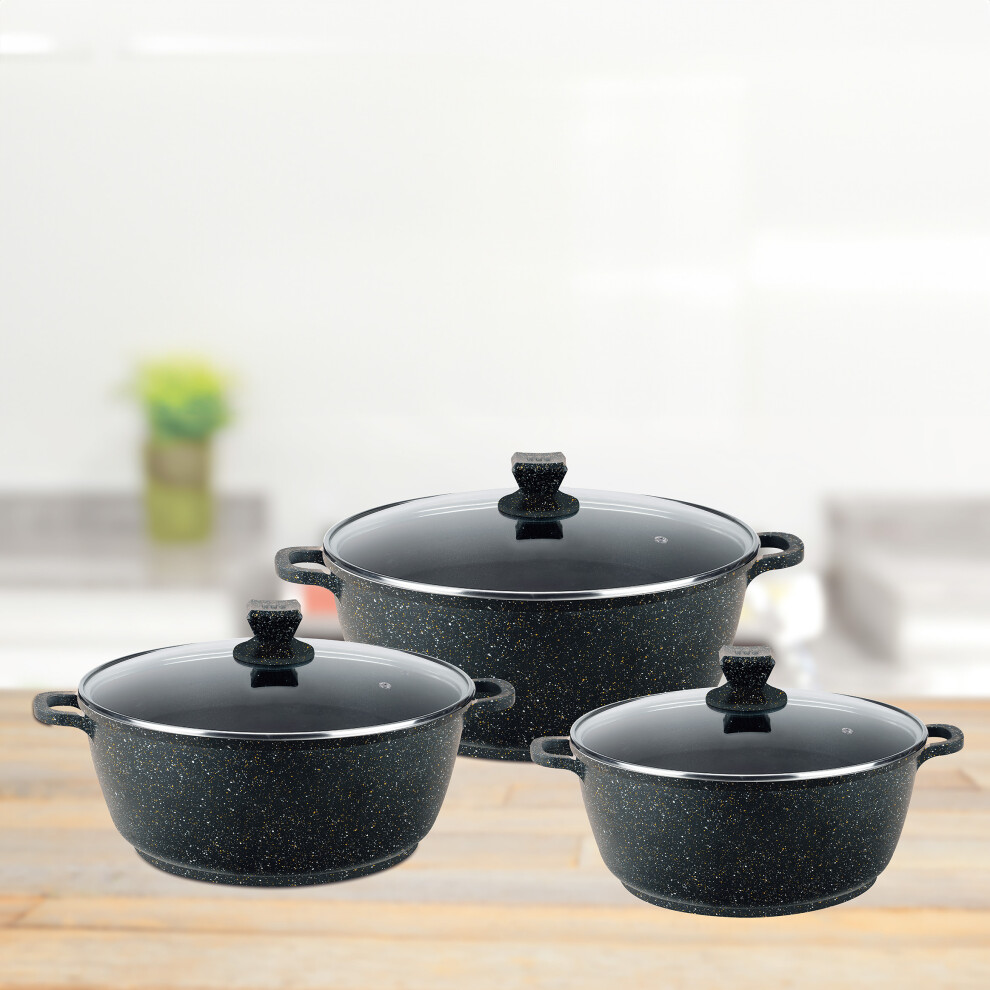 SQ Professional Nea Marbell 3pc Diecast Non-Stick Stockpot Set