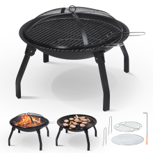Keplin Portable Folding Fire Pit with Lid, Durable Steel Firepit