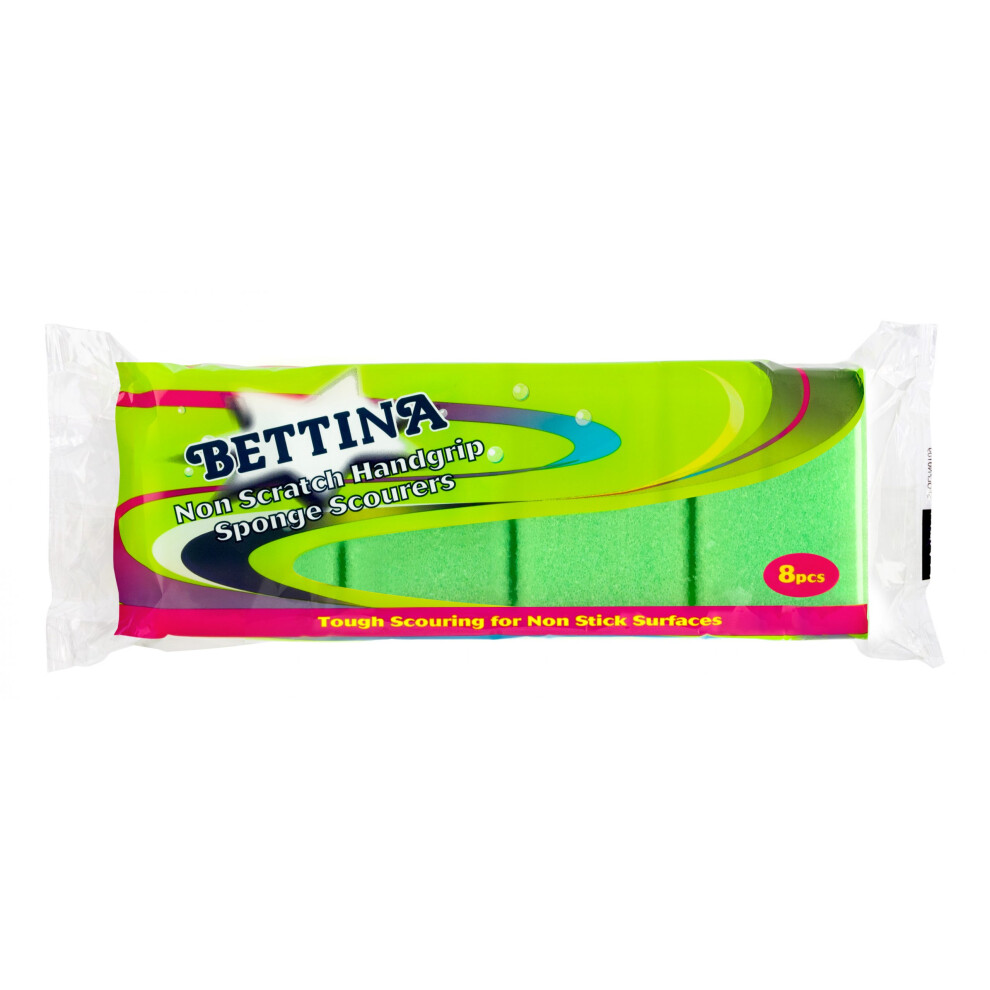 BETTINA 8pc Shaped Handgrip Sponge Scourer (Yellow Sponge)
