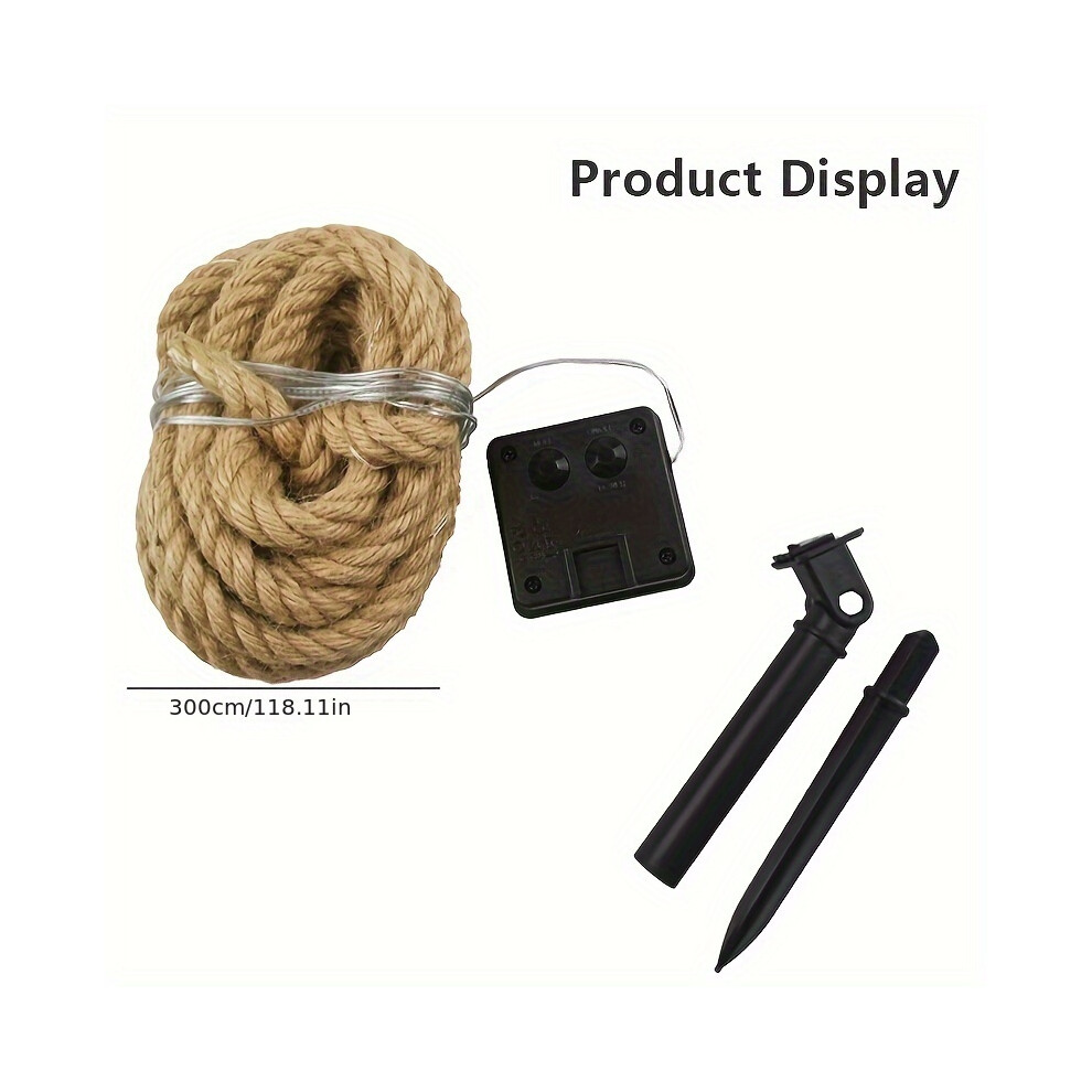 (Solar 30m Warm Color) 1pc 20m/30m Solar-Powered LED Hemp Rope Light, Handmade Vintage Outdoor Camping String Lights