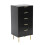 Commode laquée noire, poignées et pieds dorés, 5 tiroirs 2