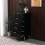 Commode laquée noire, poignées et pieds dorés, 5 tiroirs 6