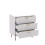 Commode en laque blanche, poignées et pieds dorés, 3 tiroirs 3