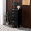 Commode laquée noire, poignées et pieds dorés, 5 tiroirs 5