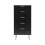Commode laquée noire, poignées et pieds dorés, 5 tiroirs 9